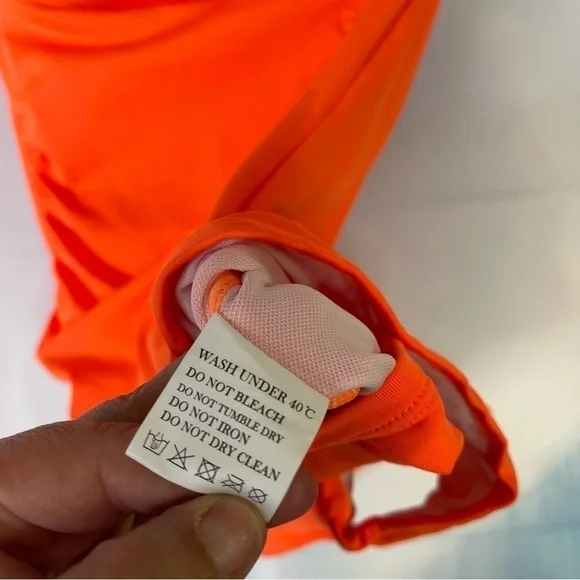 Women's One Piece Tummy Control Swimwear Boyleg Ruched Swimsuit Orange Small - Picture 4 of 8